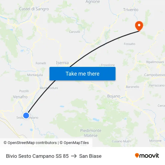 Sesto Campano Junction SS 85 to San Biase map