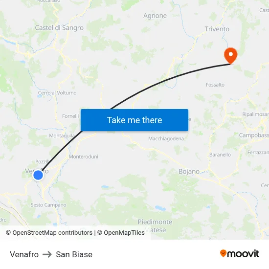 Venafro to San Biase map
