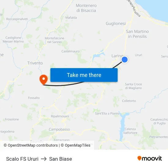 Ururi Railway Station to San Biase map