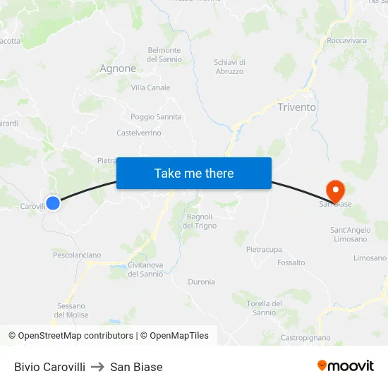 Carovilli Junction to San Biase map
