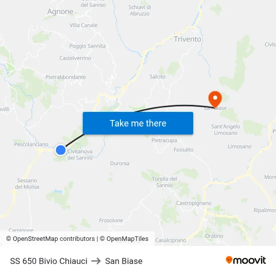 SS 650 Chiauci Junction to San Biase map