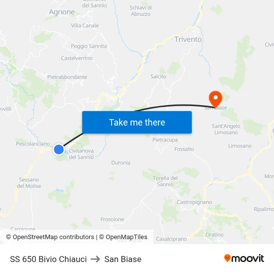 SS 650 Chiauci Junction to San Biase map