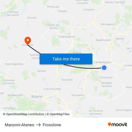 Manzoni-Ateneo to Frosolone map