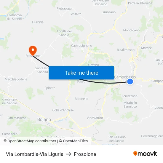 Via Lombardia-Via Liguria to Frosolone map