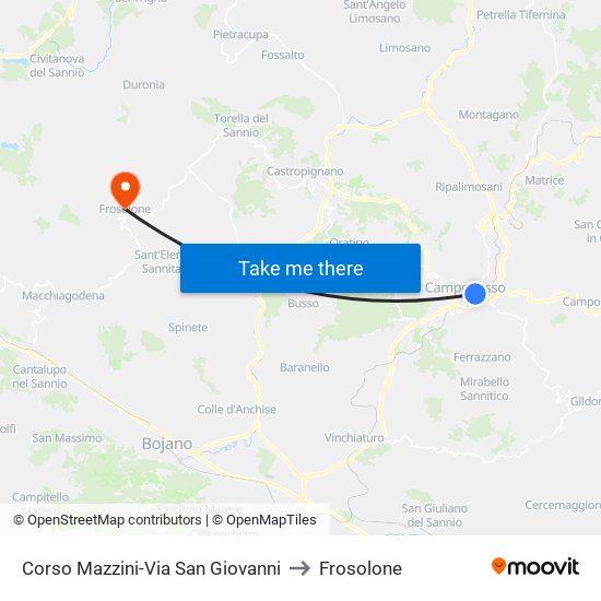 Corso Mazzini-Via San Giovanni to Frosolone map