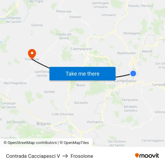 Contrada Cacciapesci V to Frosolone map