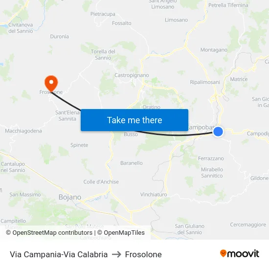 Via Campania-Via Calabria to Frosolone map