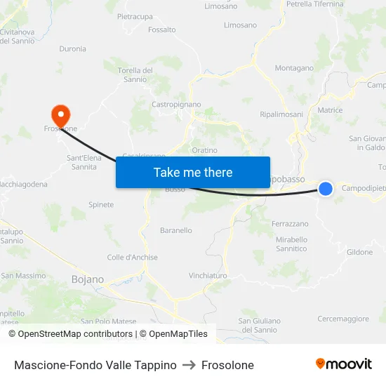 Mascione-Tappino Valley Bottom to Frosolone map