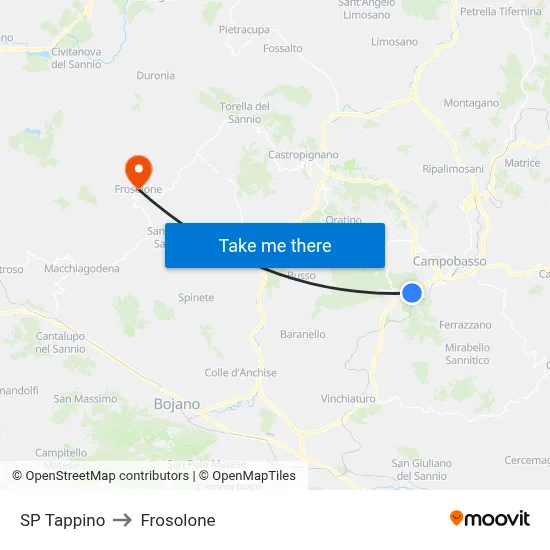 SP Tappino to Frosolone map