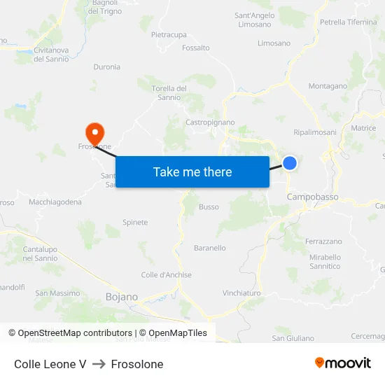 Colle Leone V to Frosolone map