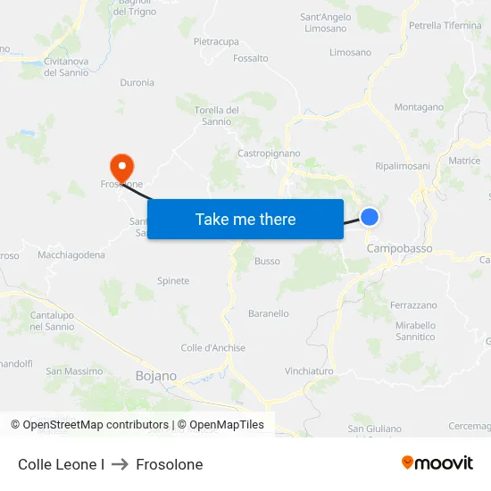 Colle Leone I to Frosolone map