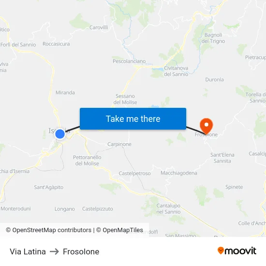 Via Latina to Frosolone map