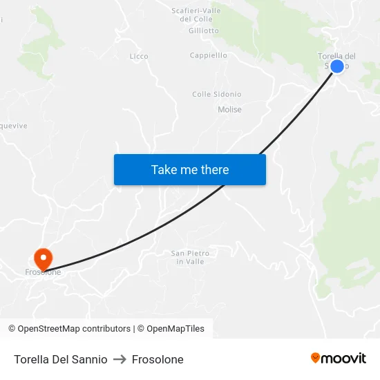 Torella Del Sannio to Frosolone map