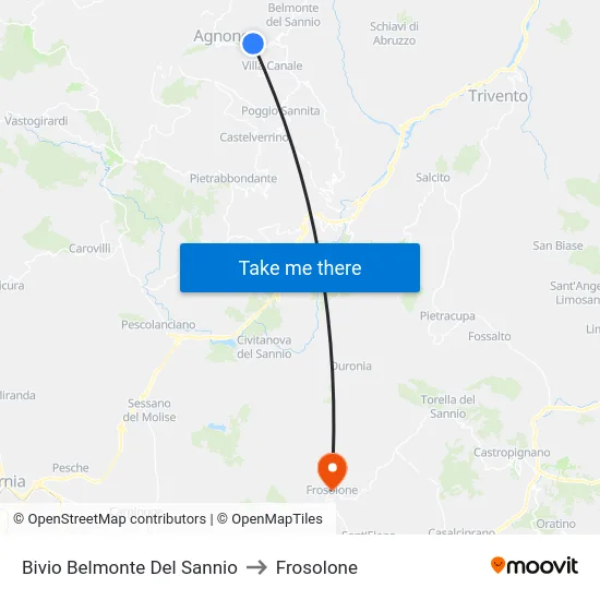 Bivio Belmonte Del Sannio to Frosolone map