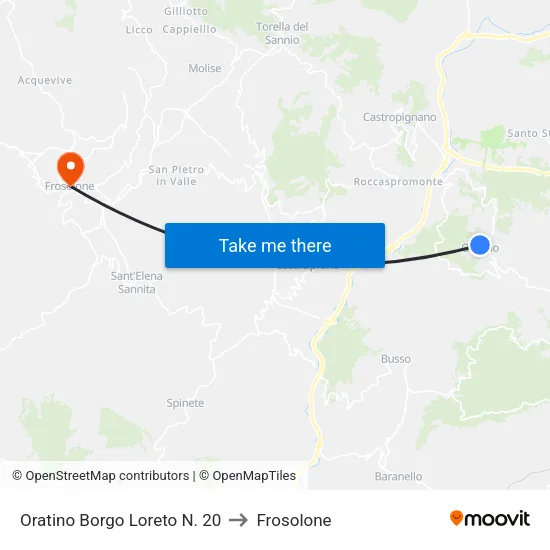 Oratino Borgo Loreto N. 20 to Frosolone map