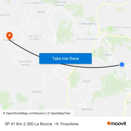 SP 41 Km 2.300 La Roccia to Frosolone map