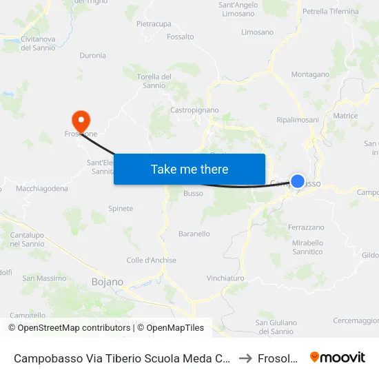 Campobasso Meda Colozza School to Frosolone map