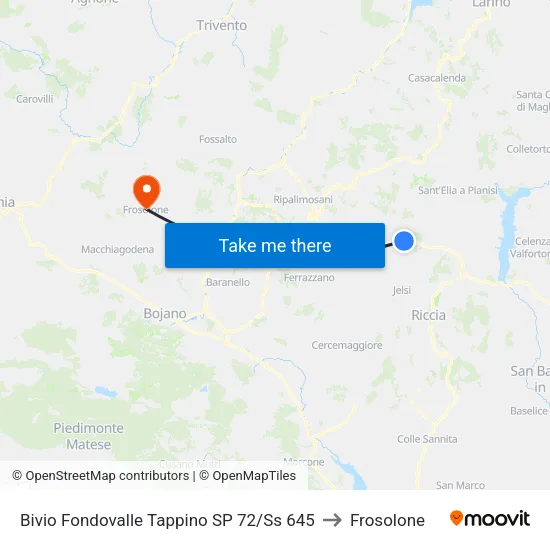 Tappino Valley Junction SP 72/SS 645 to Frosolone map