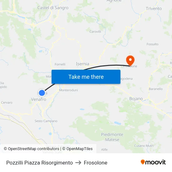 Pozzilli Risorgimento Square to Frosolone map