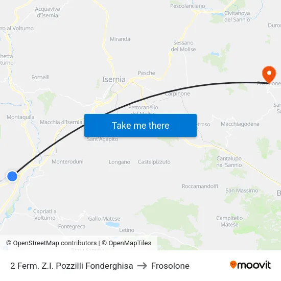 2 Stop Industrial Zone Pozzilli Fonderghisa to Frosolone map