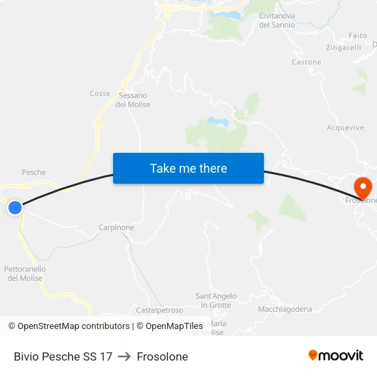 Pesche Junction SS 17 to Frosolone map