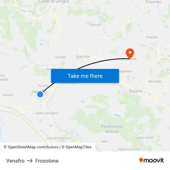 Venafro to Frosolone map