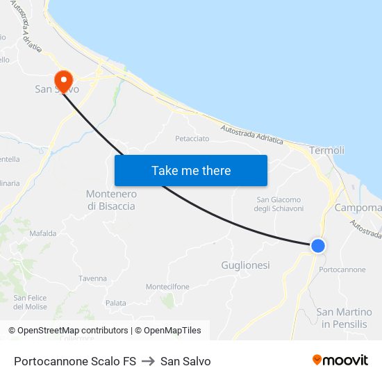 Portocannone Scalo FS to San Salvo map