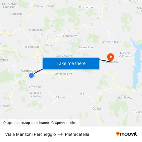 Manzoni Parking to Pietracatella map