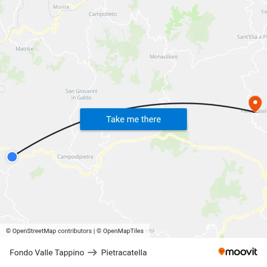 Tappino Valley Bottom to Pietracatella map