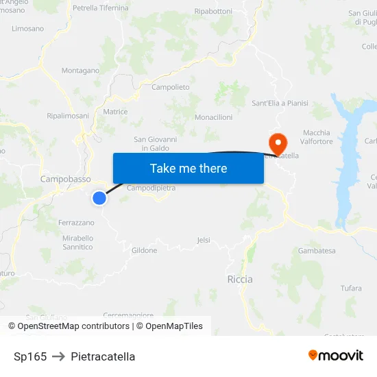 SP165 to Pietracatella map