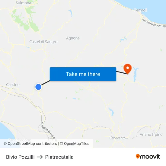 Bivio Pozzilli to Pietracatella map