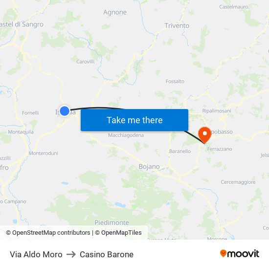 Via Aldo Moro to Casino Barone map