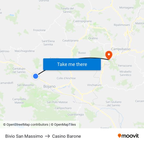 Bivio San Massimo to Casino Barone map