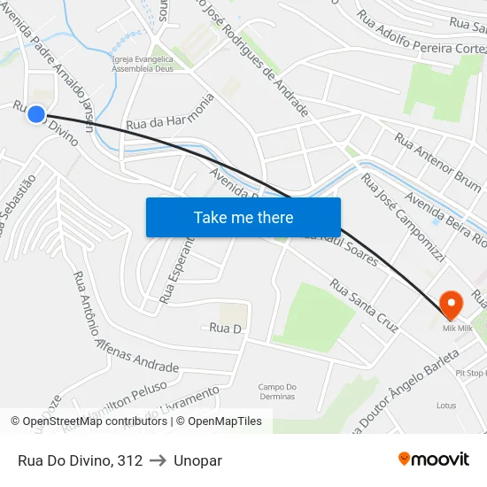 Rua Do Divino, 312 to Unopar map