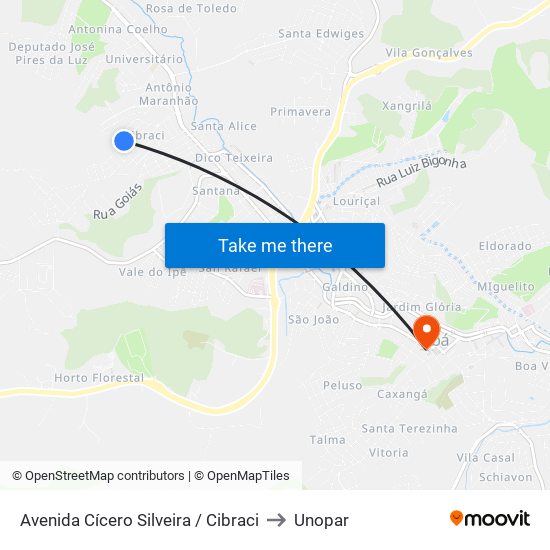 Avenida Cícero Silveira / Cibraci to Unopar map