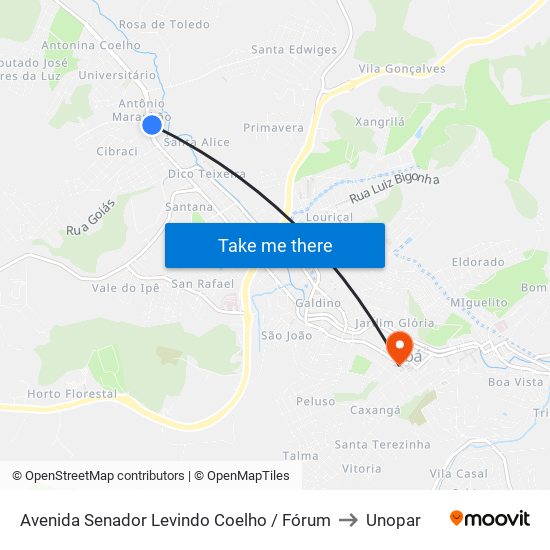 Avenida Senador Levindo Coelho / Fórum to Unopar map