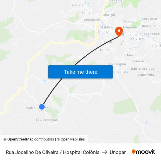 Rua Jocelino De Oliveira / Hospital Colônia to Unopar map