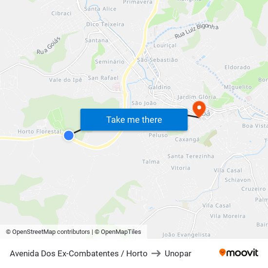 Avenida Dos Ex-Combatentes / Horto to Unopar map