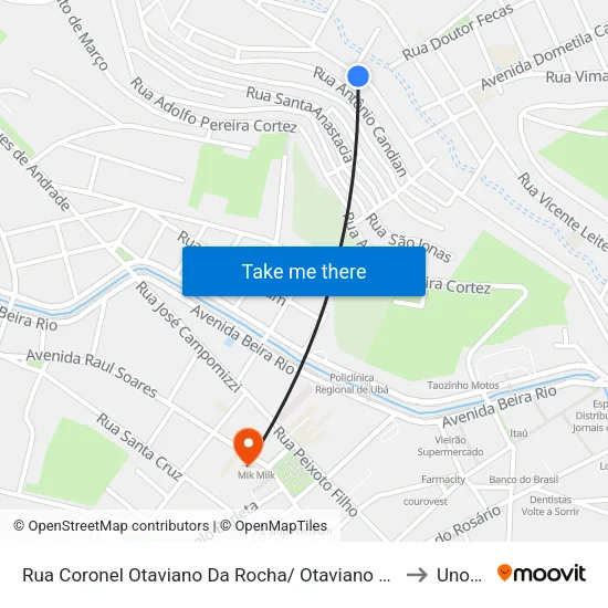 Rua Coronel Otaviano Da Rocha/ Otaviano Da Rocha to Unopar map