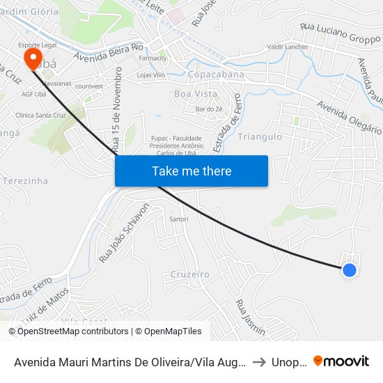 Avenida Mauri Martins De Oliveira/Vila Augusta to Unopar map