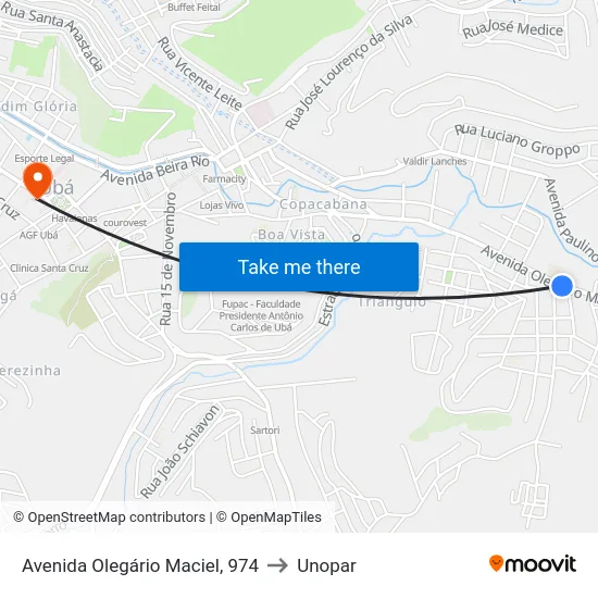 Avenida Olegário Maciel, 974 to Unopar map