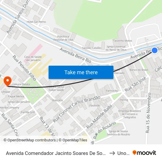 Avenida Comendador Jacinto Soares De Souza Lima, 271 to Unopar map