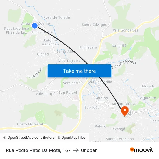 Rua Pedro Píres Da Mota, 167 to Unopar map