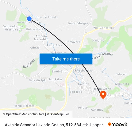 Avenida Senador Levindo Coelho, 512-584 to Unopar map