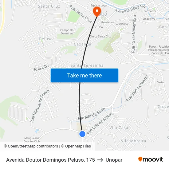 Avenida Doutor Domingos Peluso, 175 to Unopar map