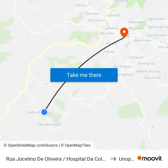 Rua Jocelino De Oliveira / Hospital Da Colônia to Unopar map