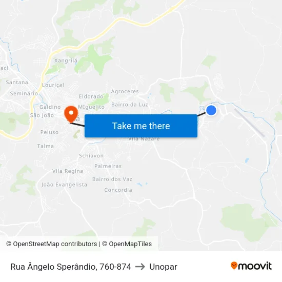 Rua Ângelo Sperândio, 760-874 to Unopar map