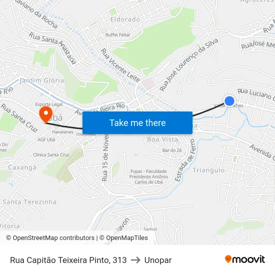 Rua Capitão Teixeira Pinto, 313 to Unopar map