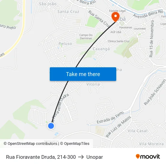 Rua Fioravante Druda, 214-300 to Unopar map