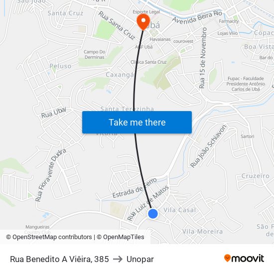 Rua Benedito A Viêira, 385 to Unopar map